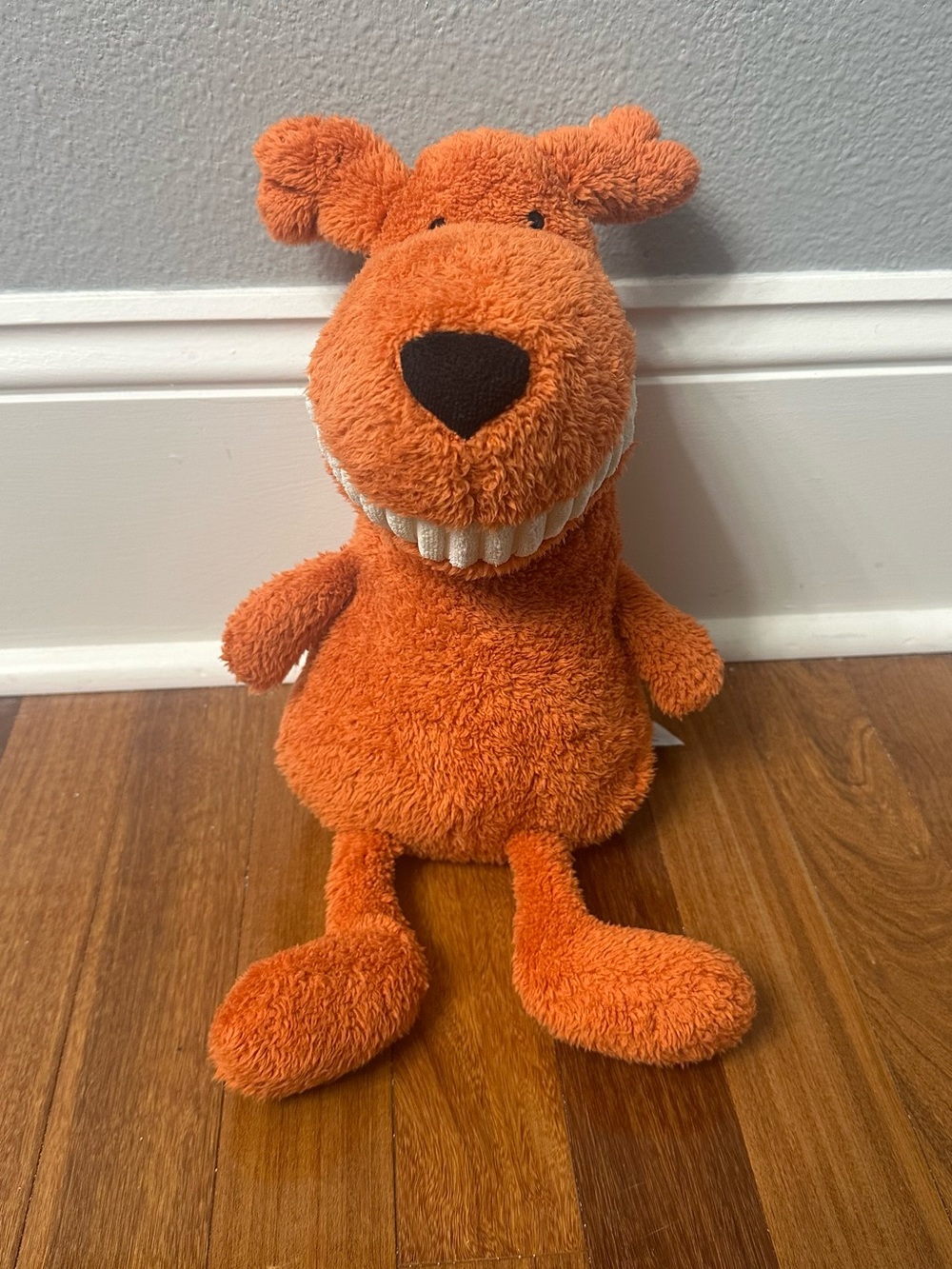 Retired Jelly Cat 14” Toothy Dog Puppy Orange/ Rust Color Plush Stuffed Animal
